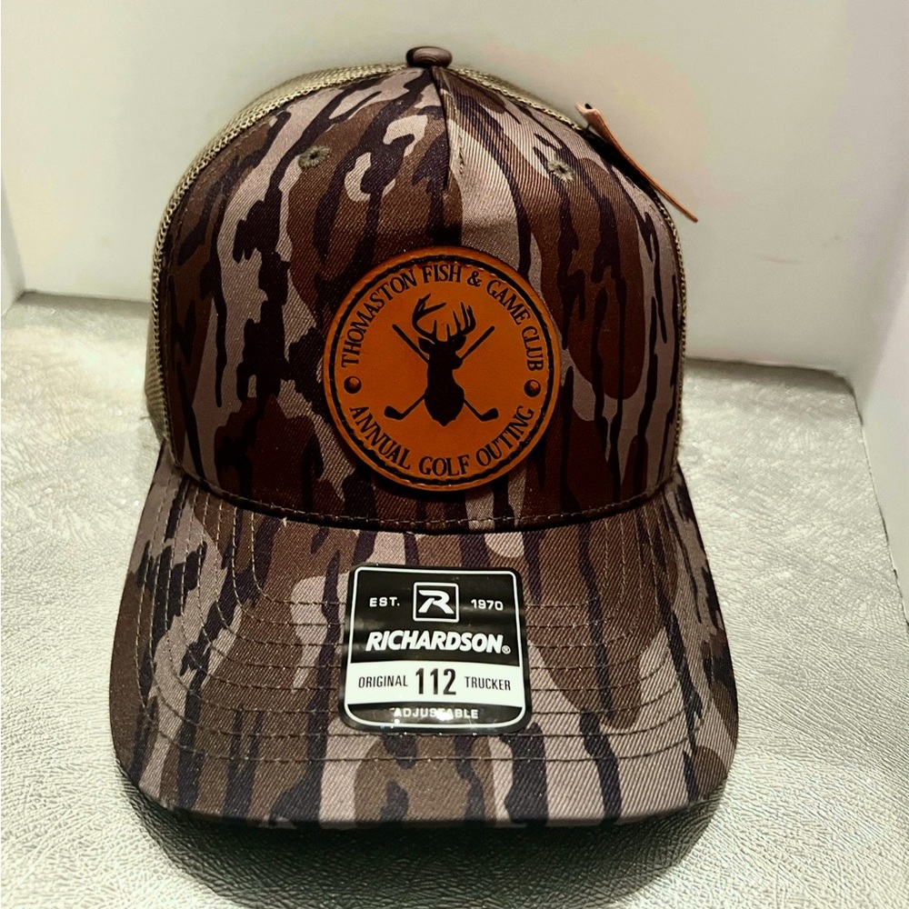 NEW Mossy Oak Brown Camo Trucker Hat. Thomason Fish & Game Club. Golf Outing.